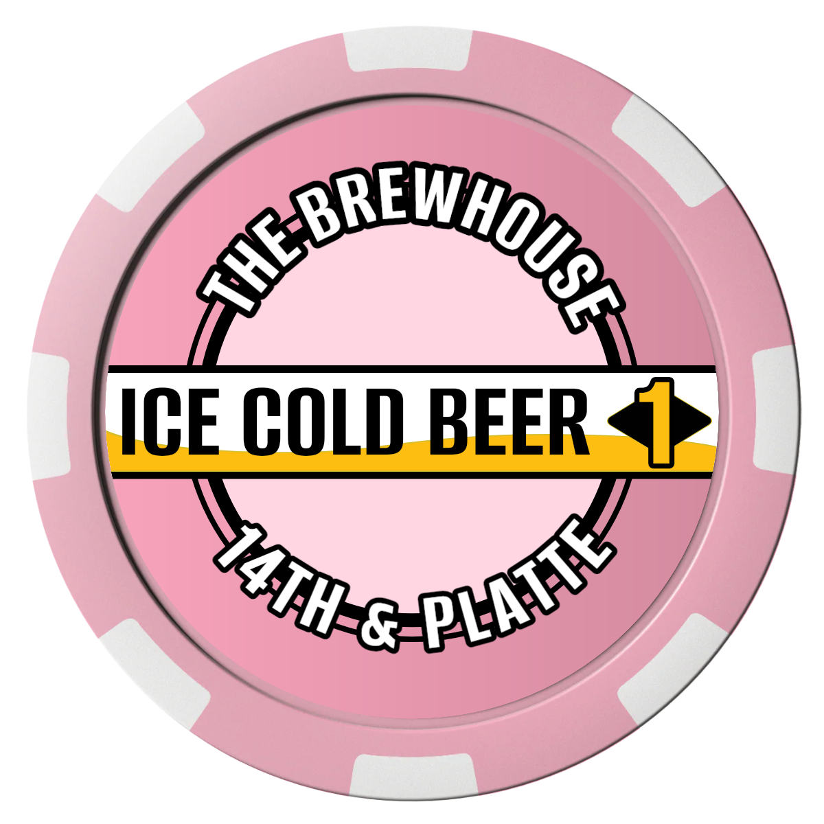 Ice Cold Beer Drink Token Composite Poker Chips - Pink / 8 Spot - Front