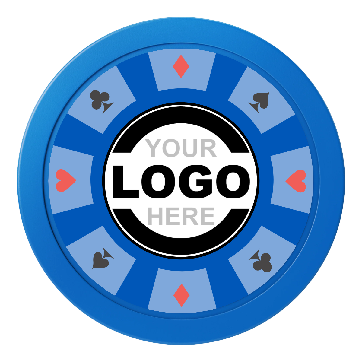 Suit 8 Your Logo 2" Oversized Poker Chips - Blue - Front