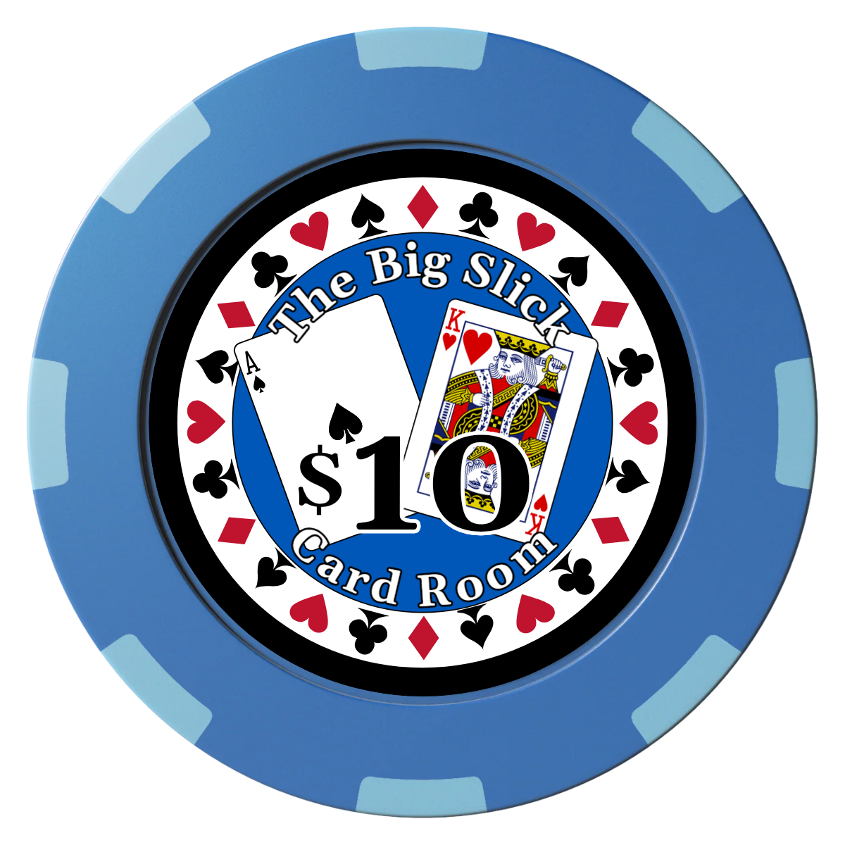 AK Big Slick Clay Poker Chips - Blue / 8 Spot (2 Tone) / 40mm - Back