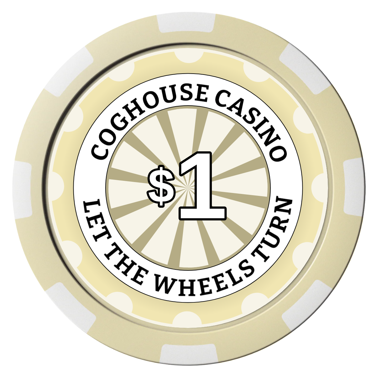 Cog House Composite Poker Chips - Ivory / 8 Spot - Front