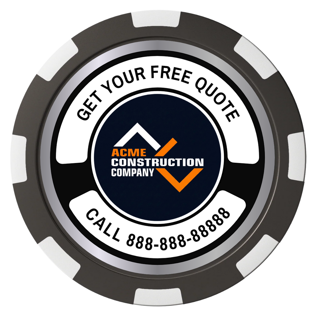 Acme Construction Composite Poker Chips - Black / 8 Spot - Back