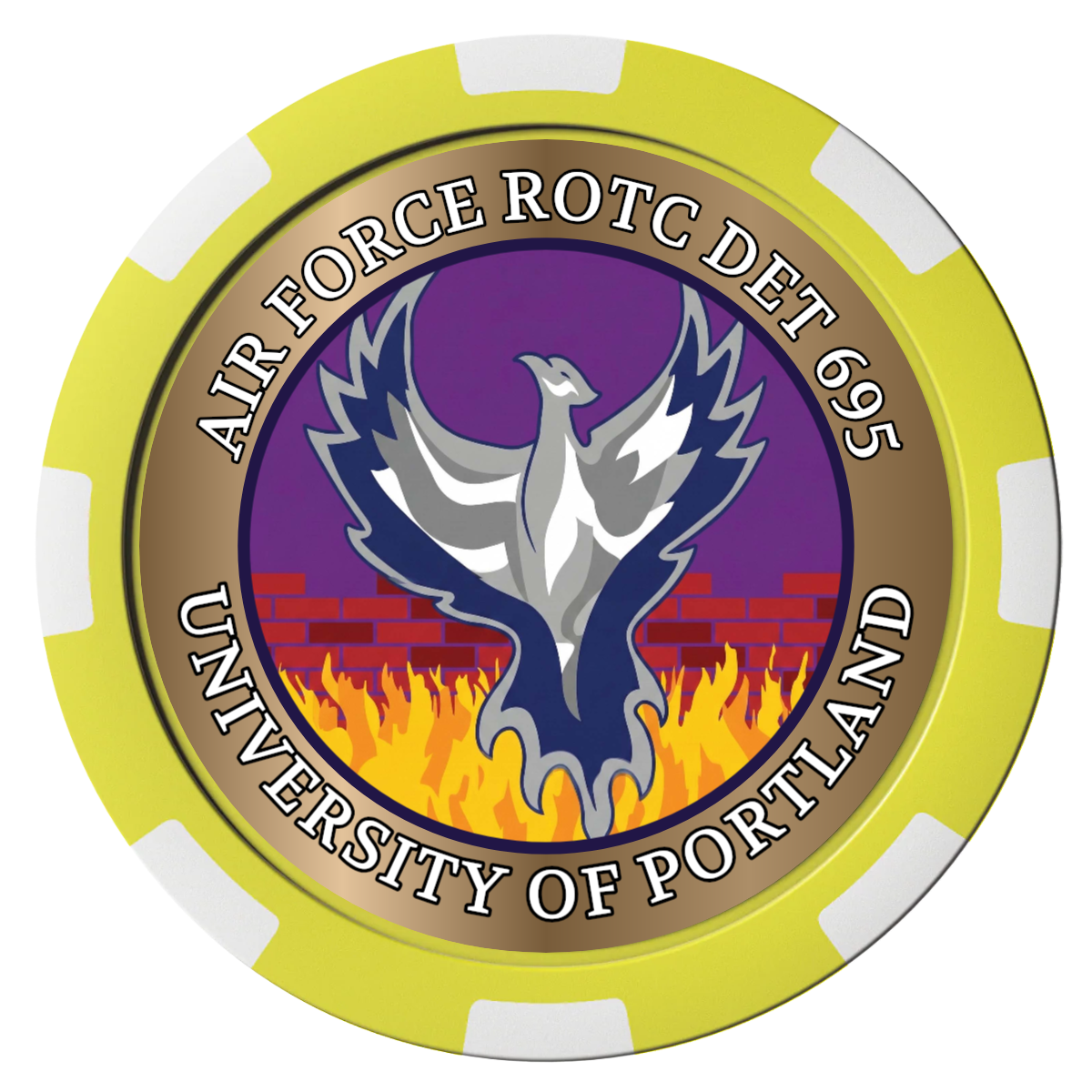 Air Force ROTC Det 695 Composite Poker Chips - Yellow / 8 Stripe - Front