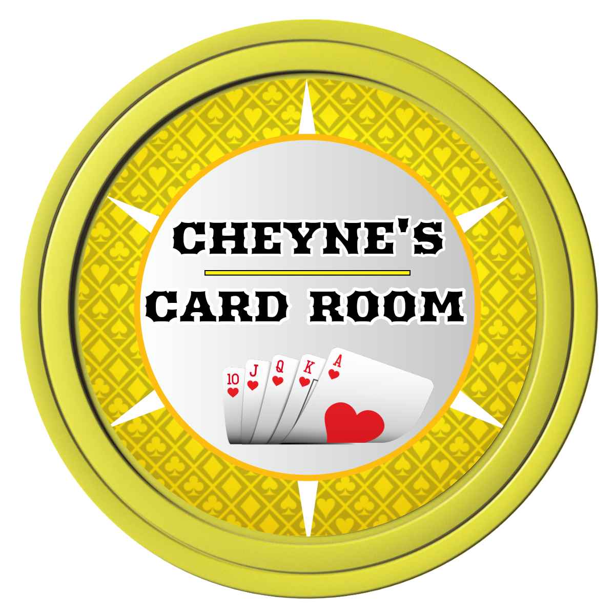 Cheyne's Card Room Composite Poker Chips - Yellow / Solid - Front