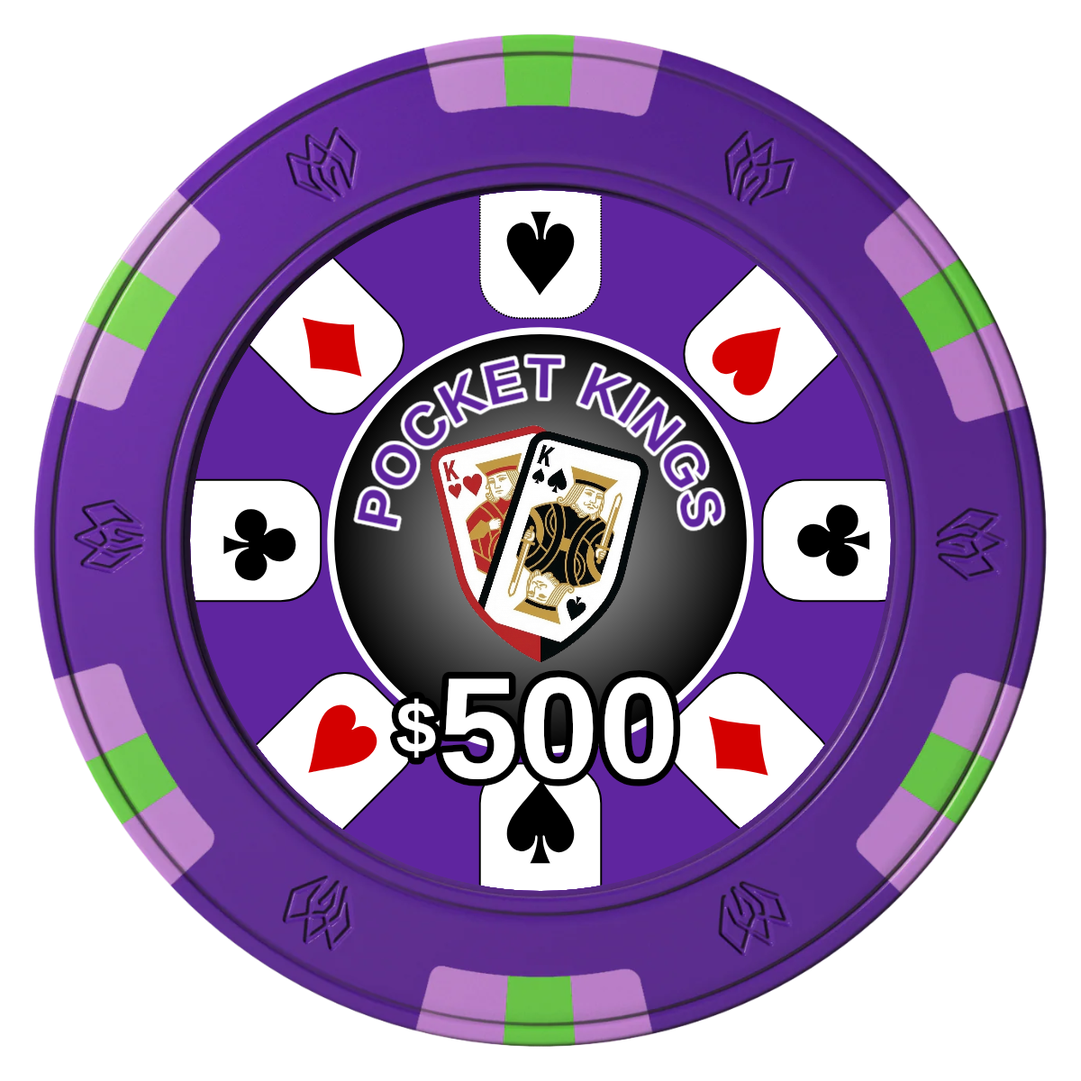 Pocket Kings Clay Poker Chips - Purple / 6 Spot Gem / 40mm - Front