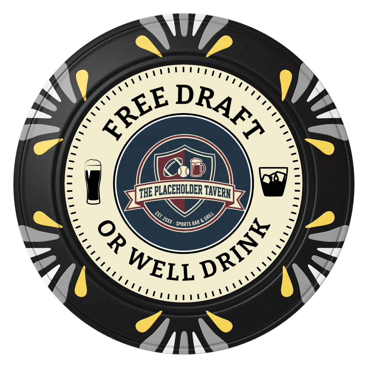 Beer Shop Clay Poker Chips - Black / Macau / 40mm - Front