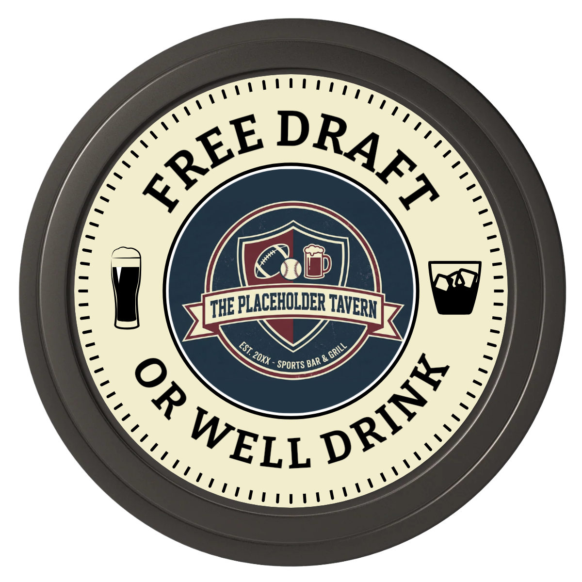 Beer Shop Composite Poker Chips - Black / Solid - Front