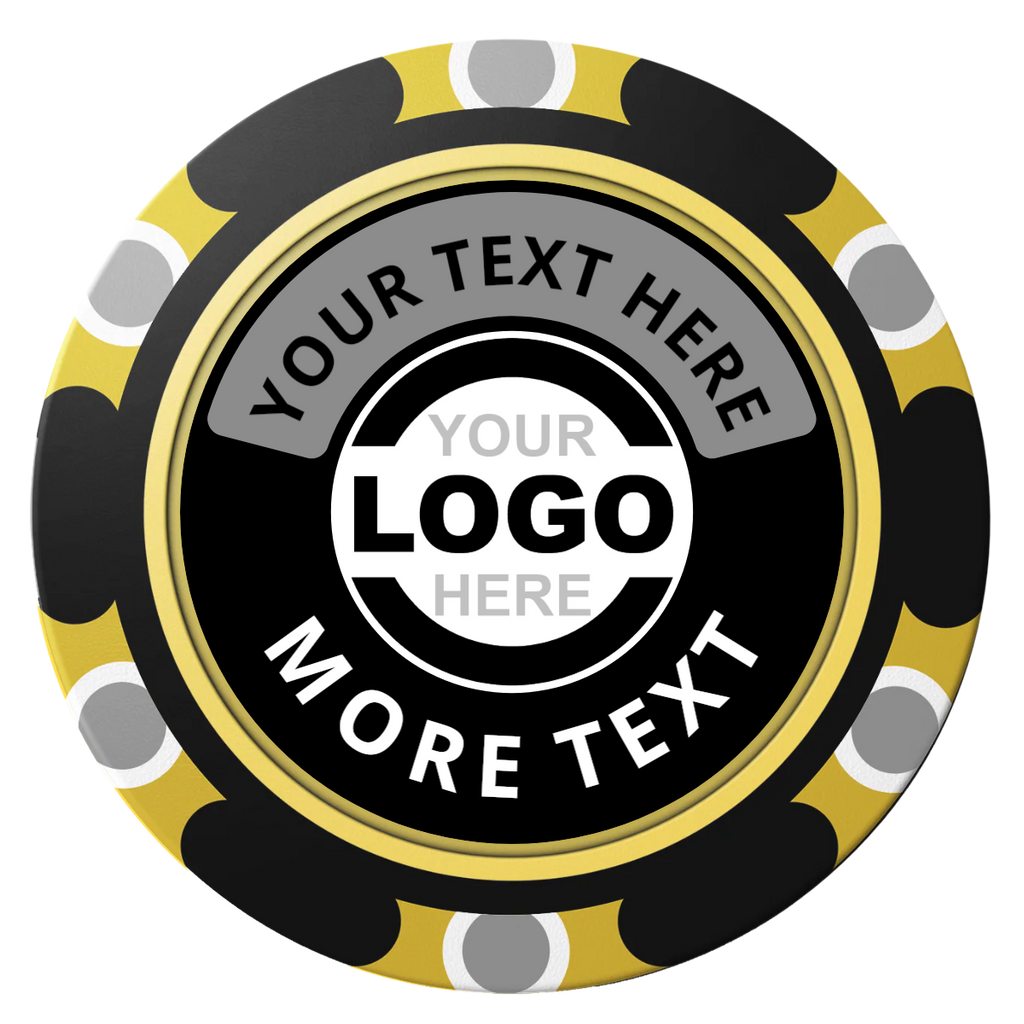Two Tone Logo Clay Poker Chips - Black / Monte Carlo / 40mm - Front