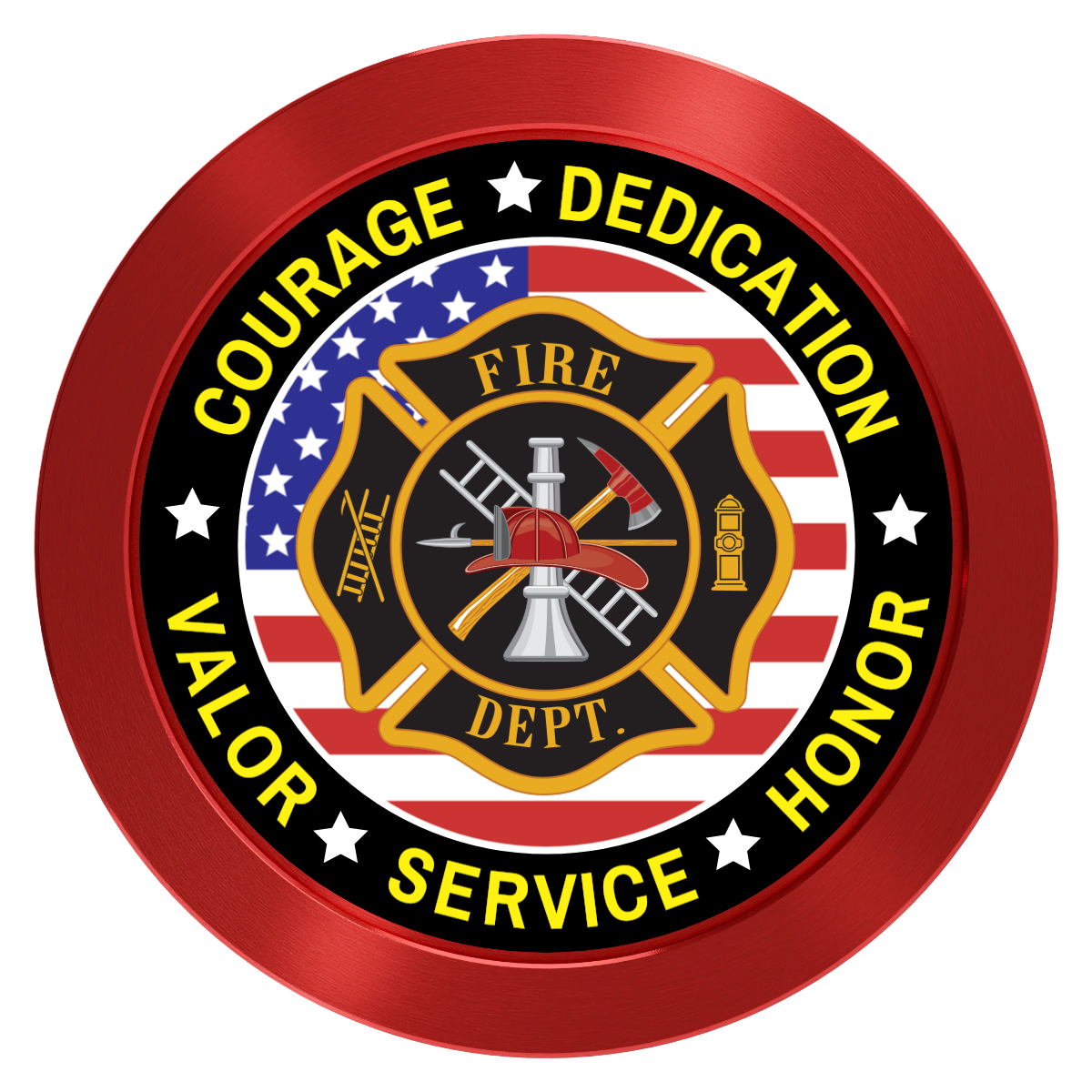 Firefighter Maltese Cross Aluminum Poker Chips - Red - Back