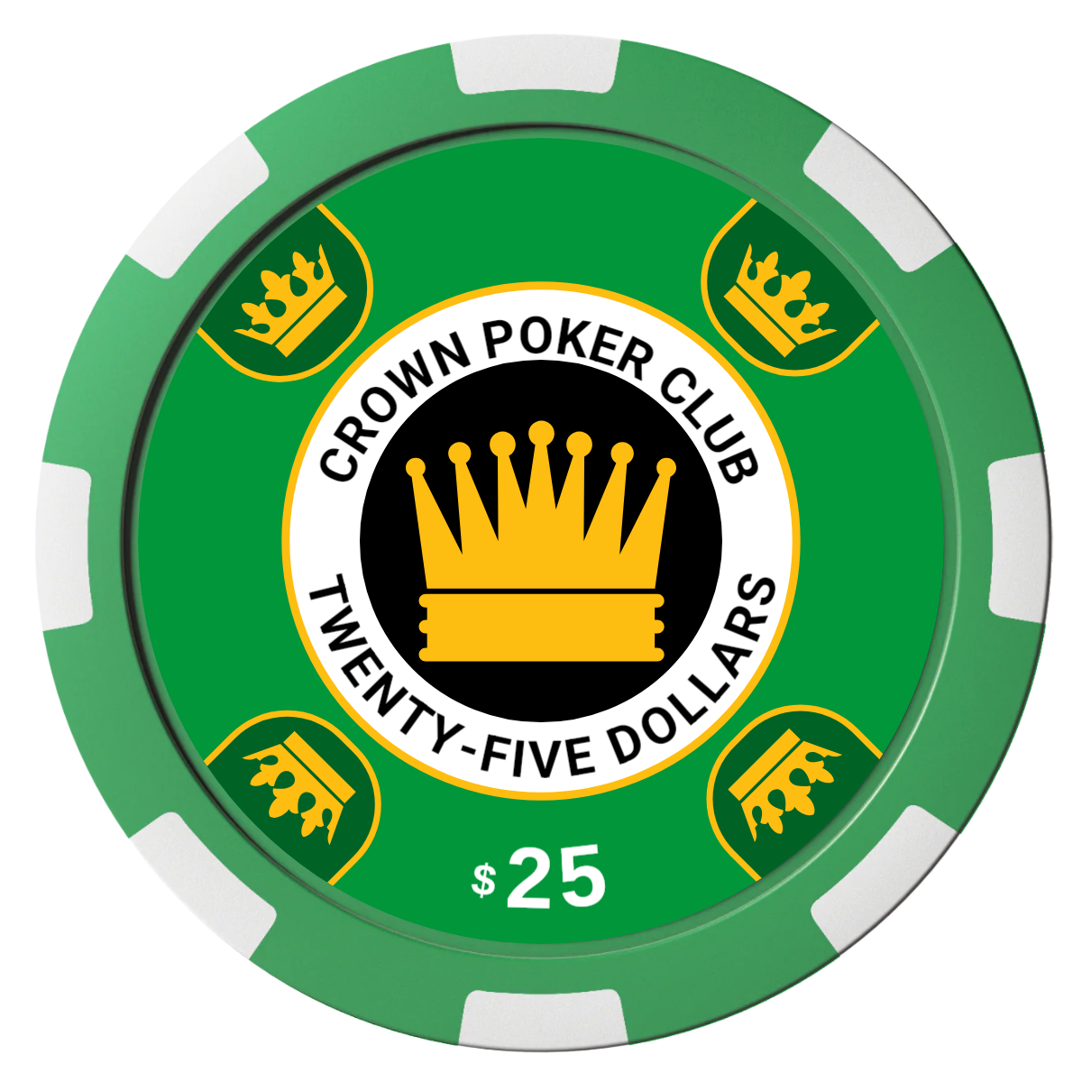 Crown Card Room Composite Poker Chips - Green / 8 Spot - Front