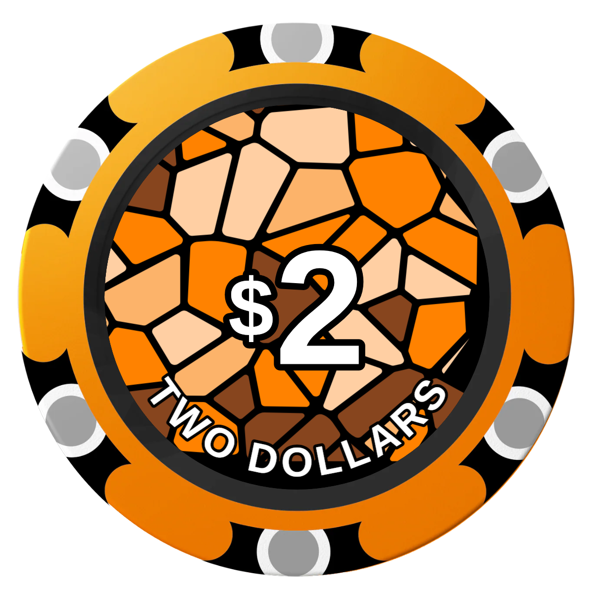Stained Glass Clay Poker Chips - Orange / Monte Carlo / 40mm - Front