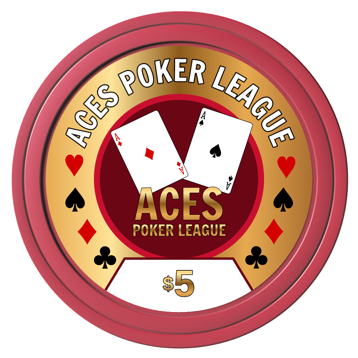 Aces Poker League Composite Poker Chips - Red / Solid - Front