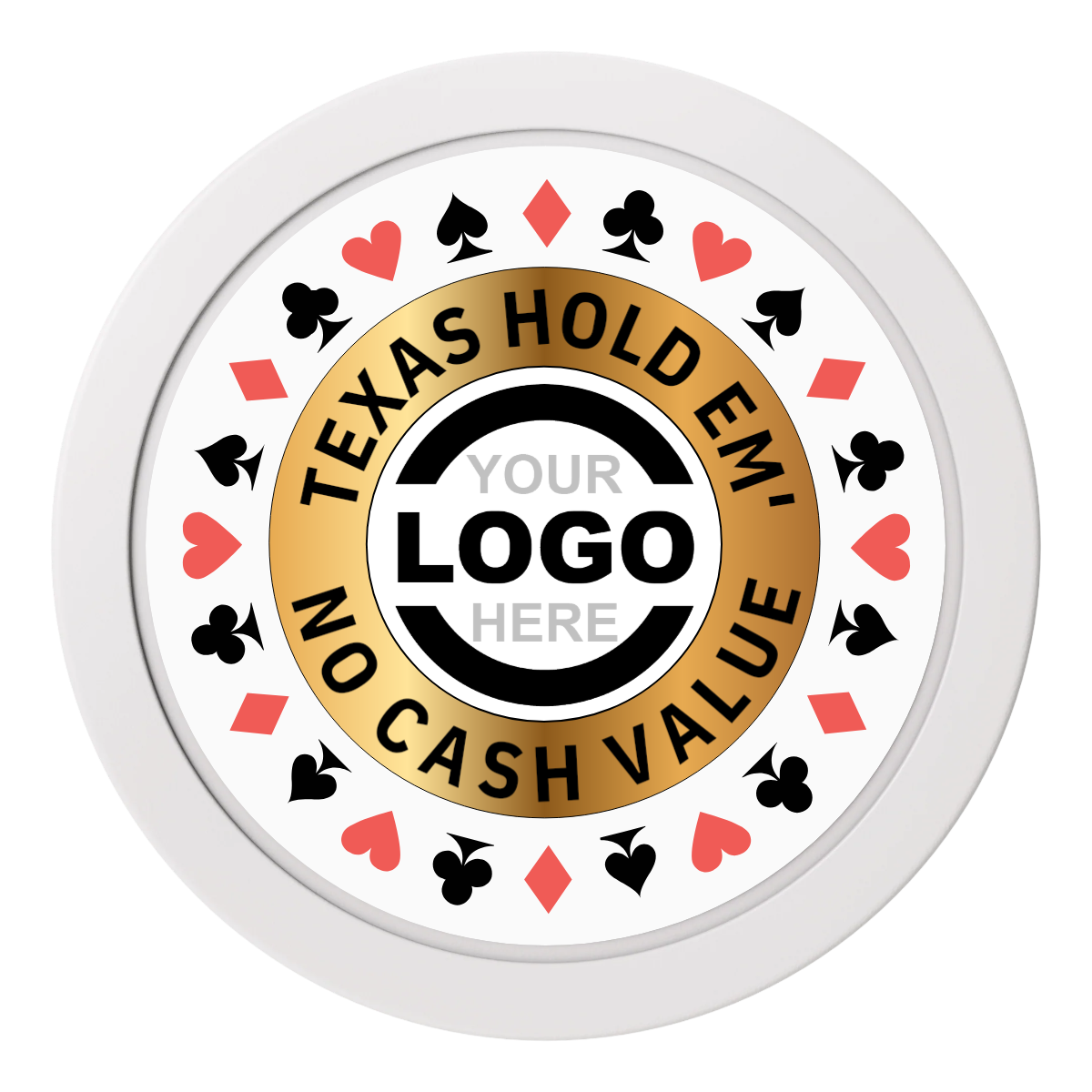 Texas Hold Em' 2" Oversized Poker Chips - White - Front