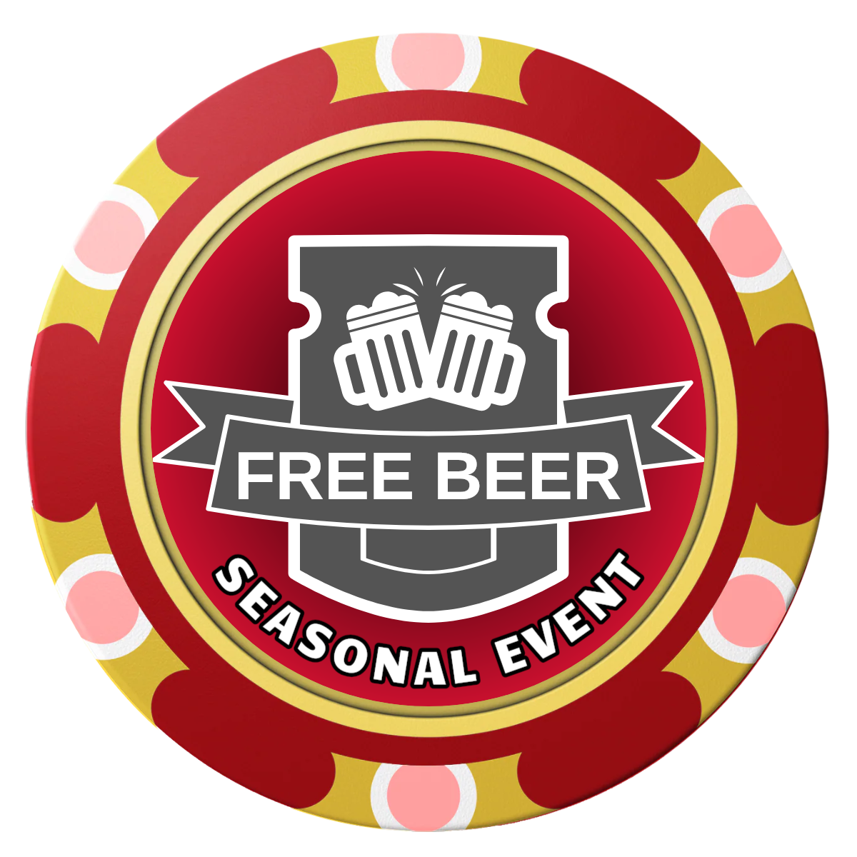 Craft Beer #001 Clay Poker Chips - Red / Monte Carlo / 40mm - Front