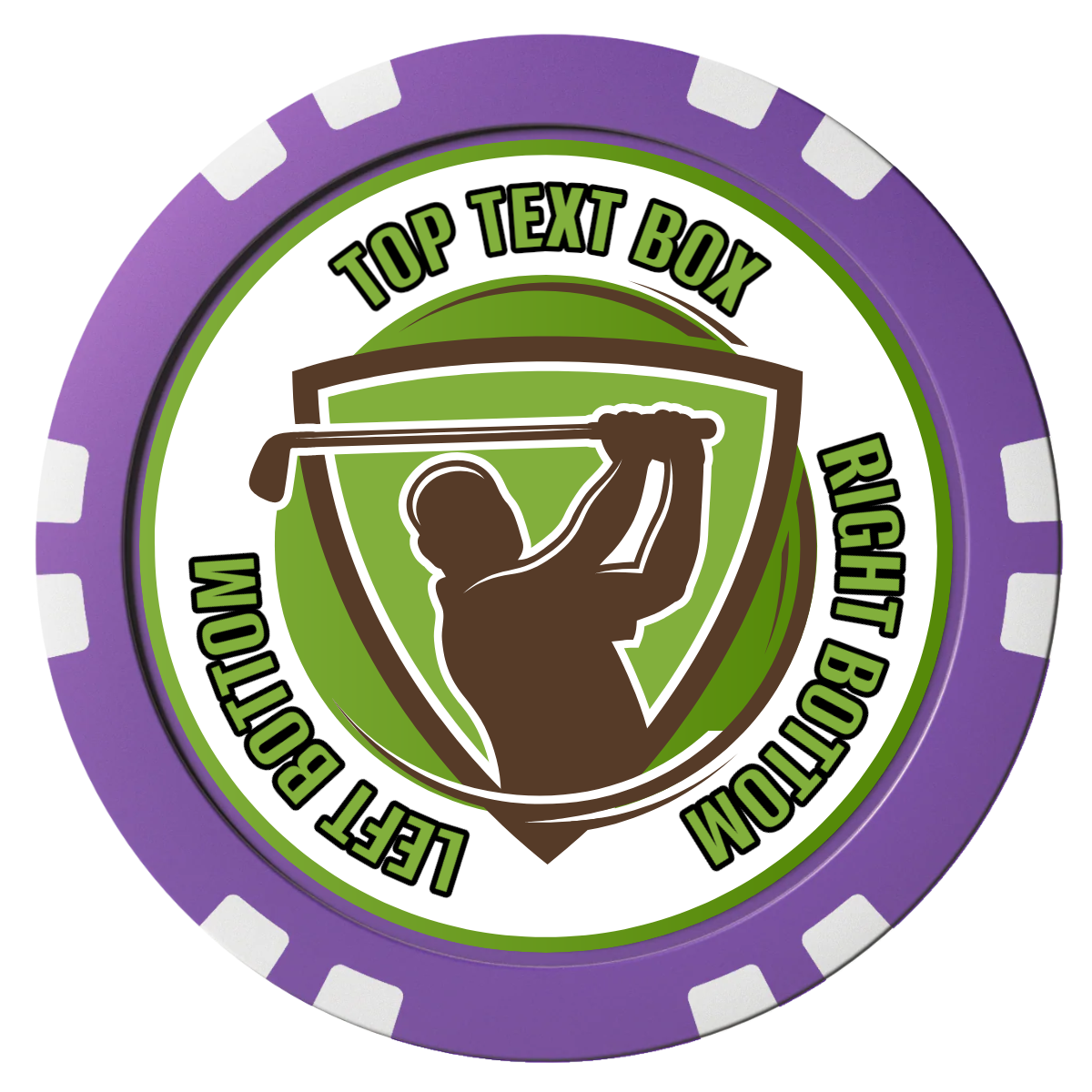 The Golfer Composite Poker Chips - Purple / Double Stripe - Front