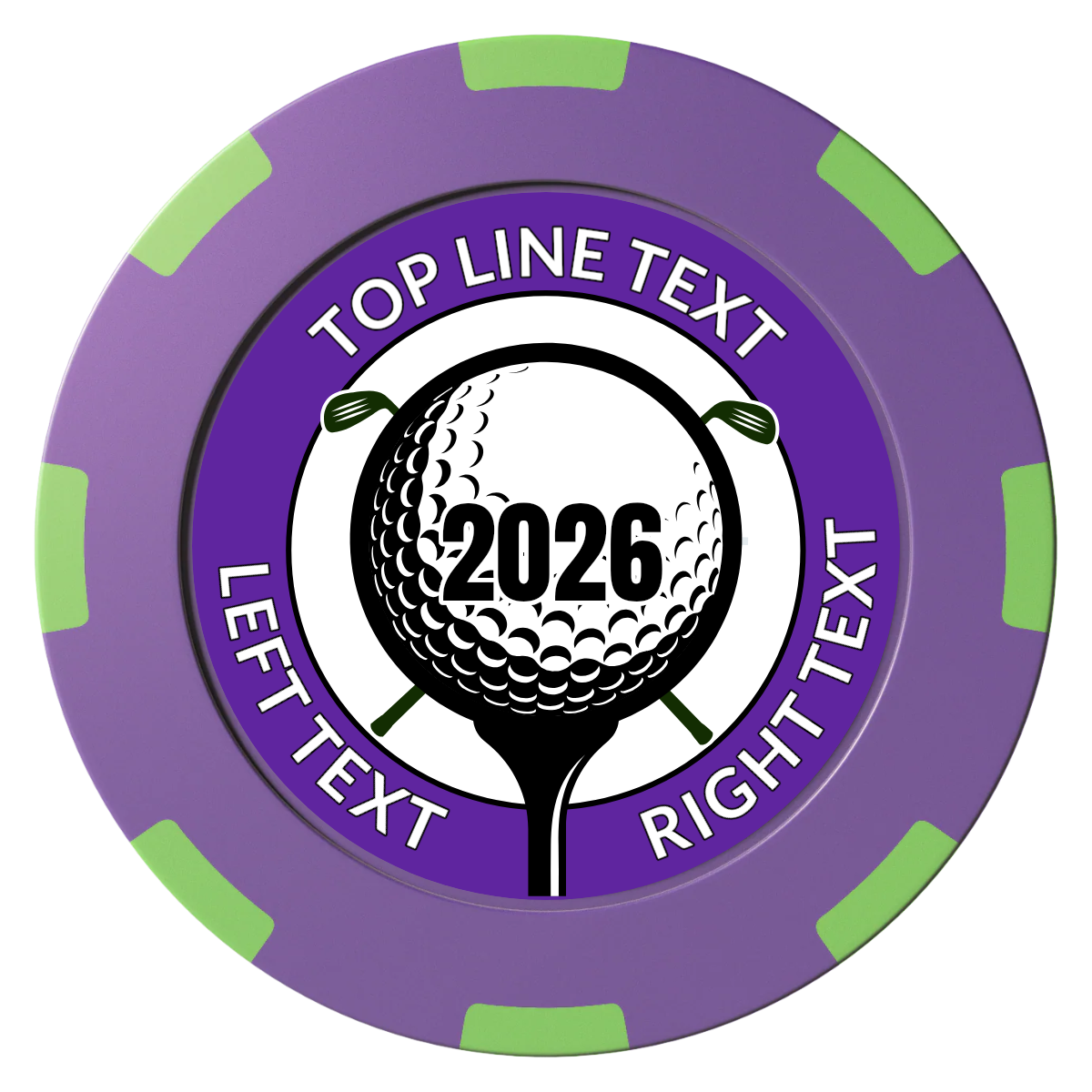 Tee it up Clay Poker Chips - Purple / 8 Spot (2 Tone) / 40mm - Front