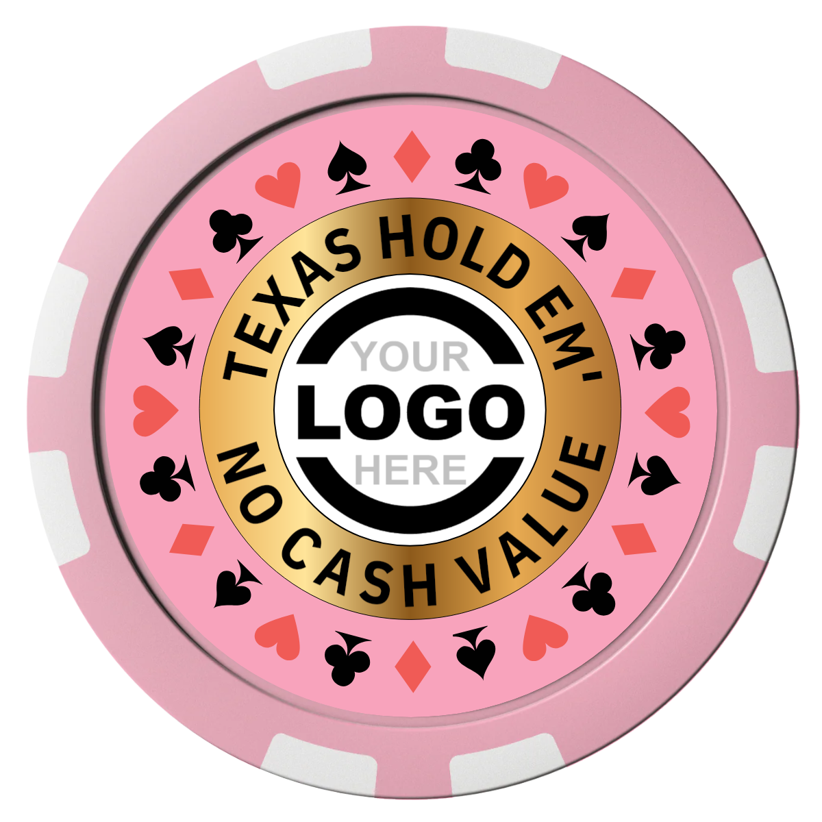 Texas Hold Em' Composite Poker Chips - Pink / 8 Stripe - Front