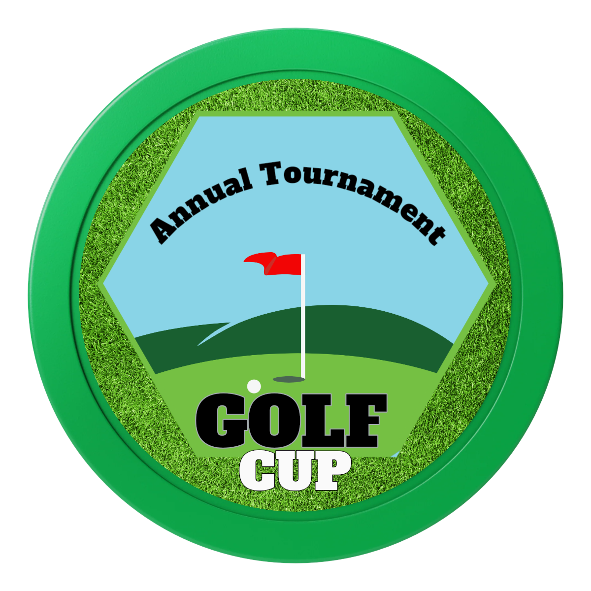 Golf Cup 2" Oversized Poker Chips - Green - Front