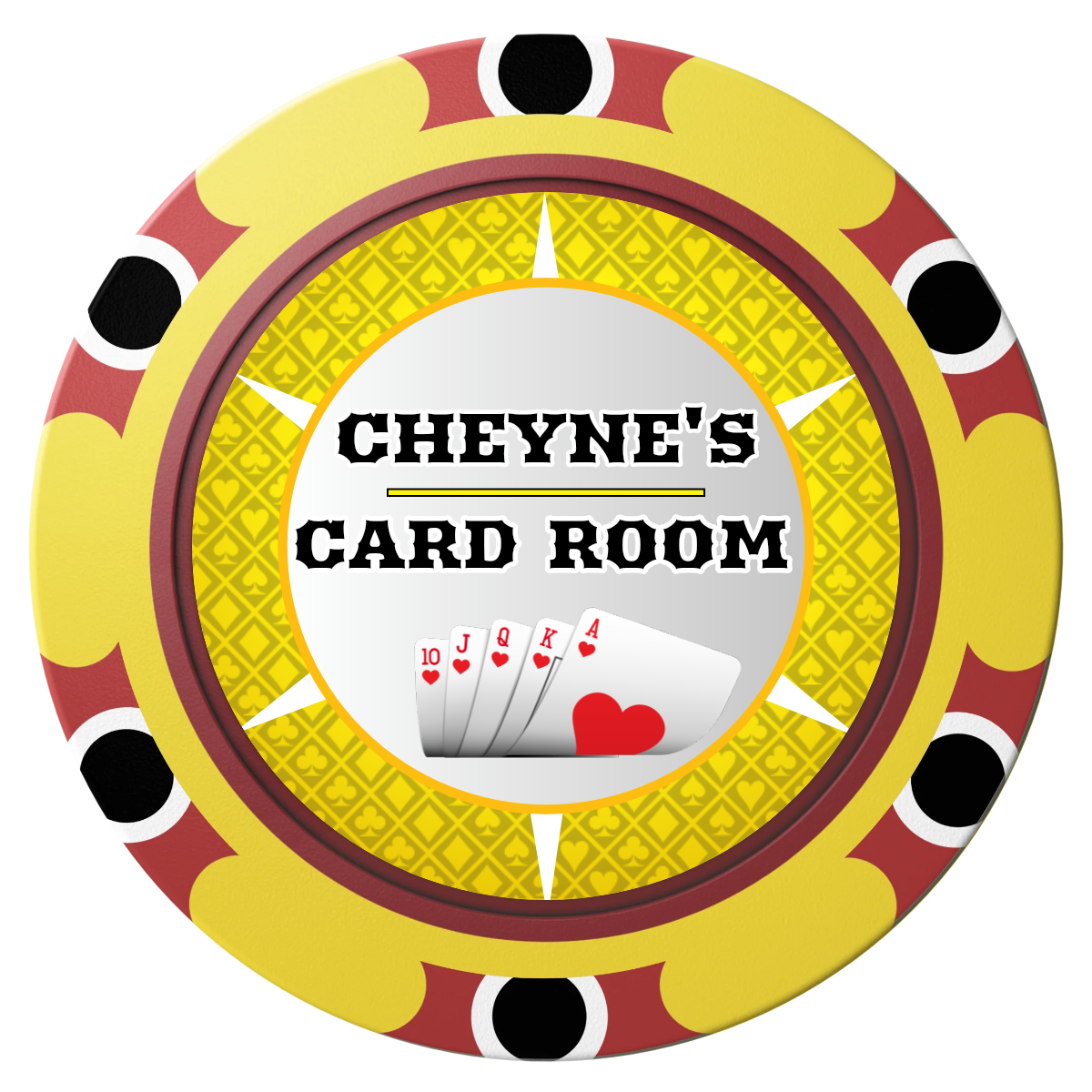 Cheyne's Card Room Clay Poker Chips - Yellow / Monte Carlo / 40mm - Front