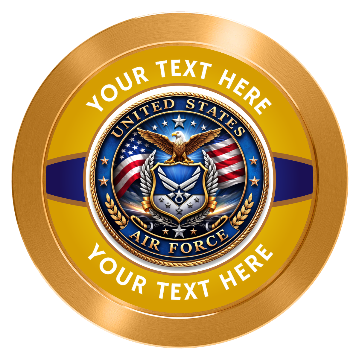 Air Force Aluminum Poker Chips - Gold - Back