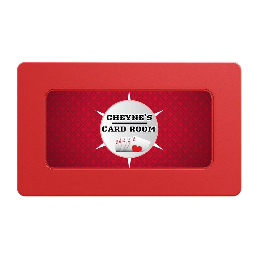 Cheyne's Card Room Rectangular Poker Chip Plaques - Red - Front