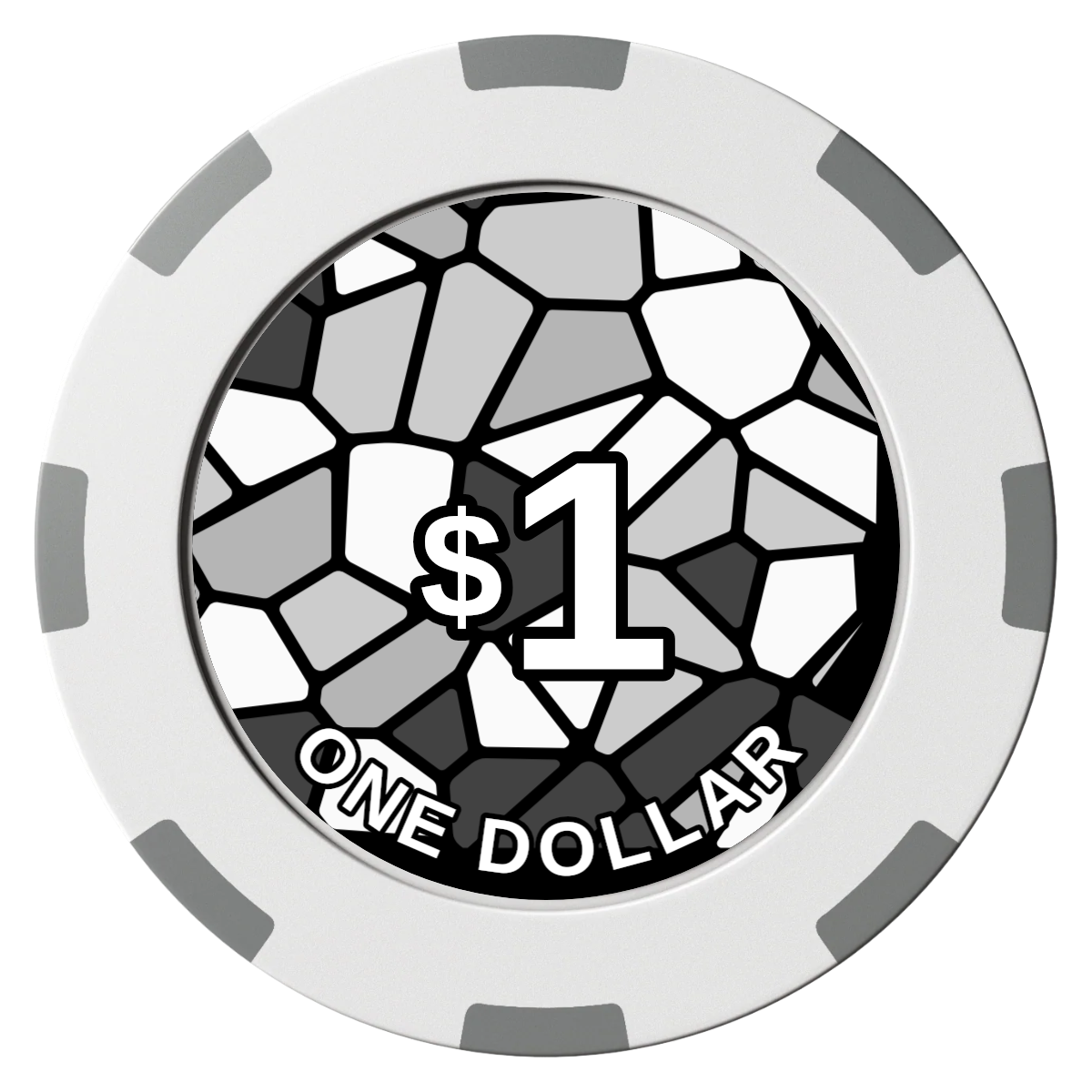Stained Glass Clay Poker Chips - White / 8 Spot (2 Tone) / 40mm - Front