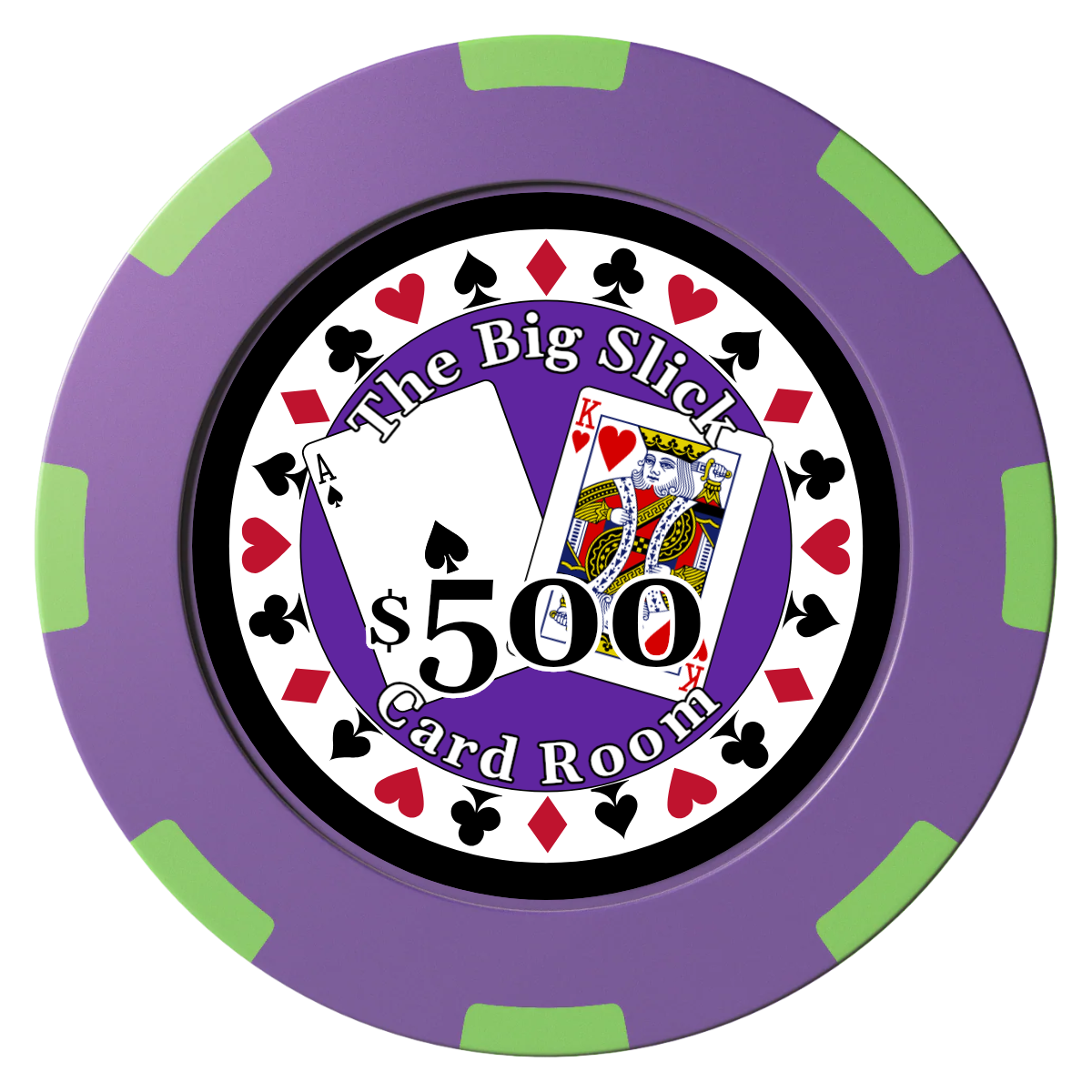 AK Big Slick Clay Poker Chips - Purple / 8 Spot (2 Tone) / 40mm - Front