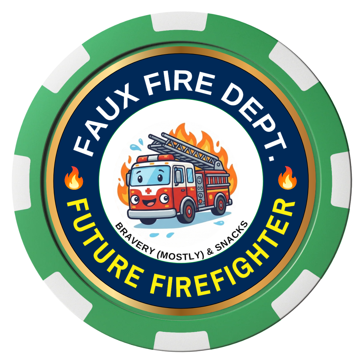 Future Firefighter Composite Poker Chips - Green / 8 Spot - Front