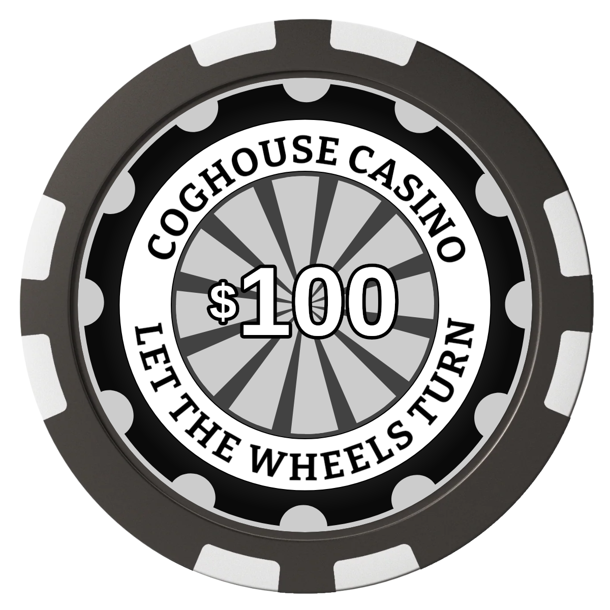 Cog House Composite Poker Chips - Black / 8 Stripe - Back