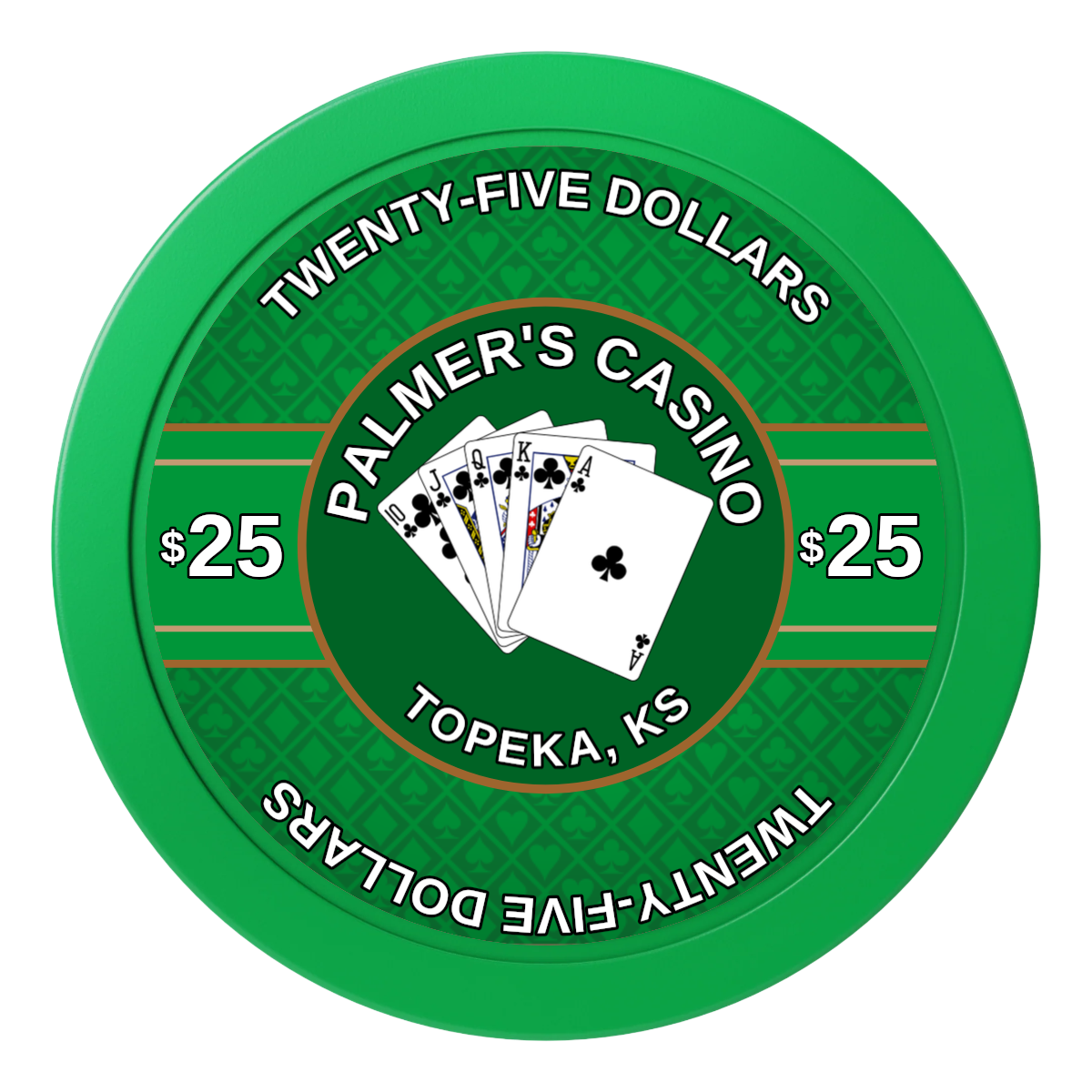 Palmer's Casino 2" Oversized Poker Chips - Green - Front