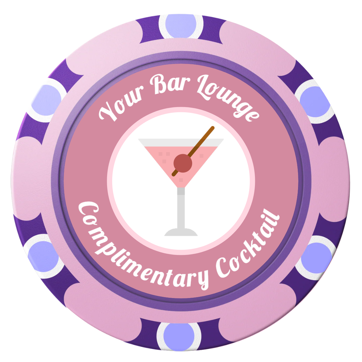 Fancy Drink Clay Poker Chips - Pink / Monte Carlo / 40mm - Front