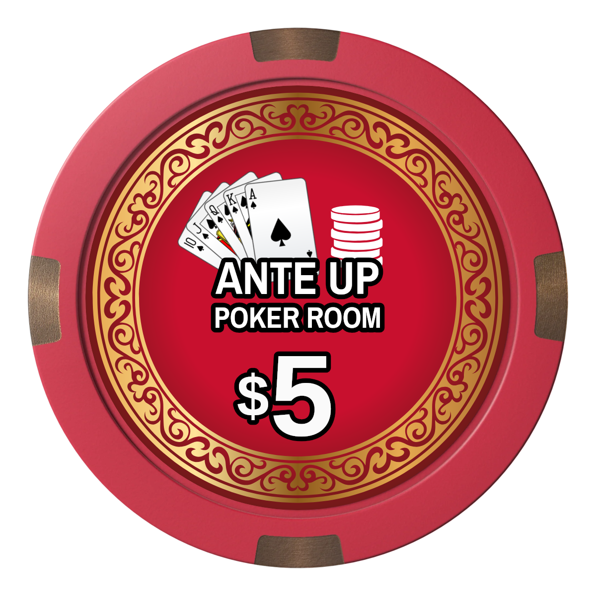 Ante Up Poker Room Composite & Metal Hybrid Poker Chips - Red - Back