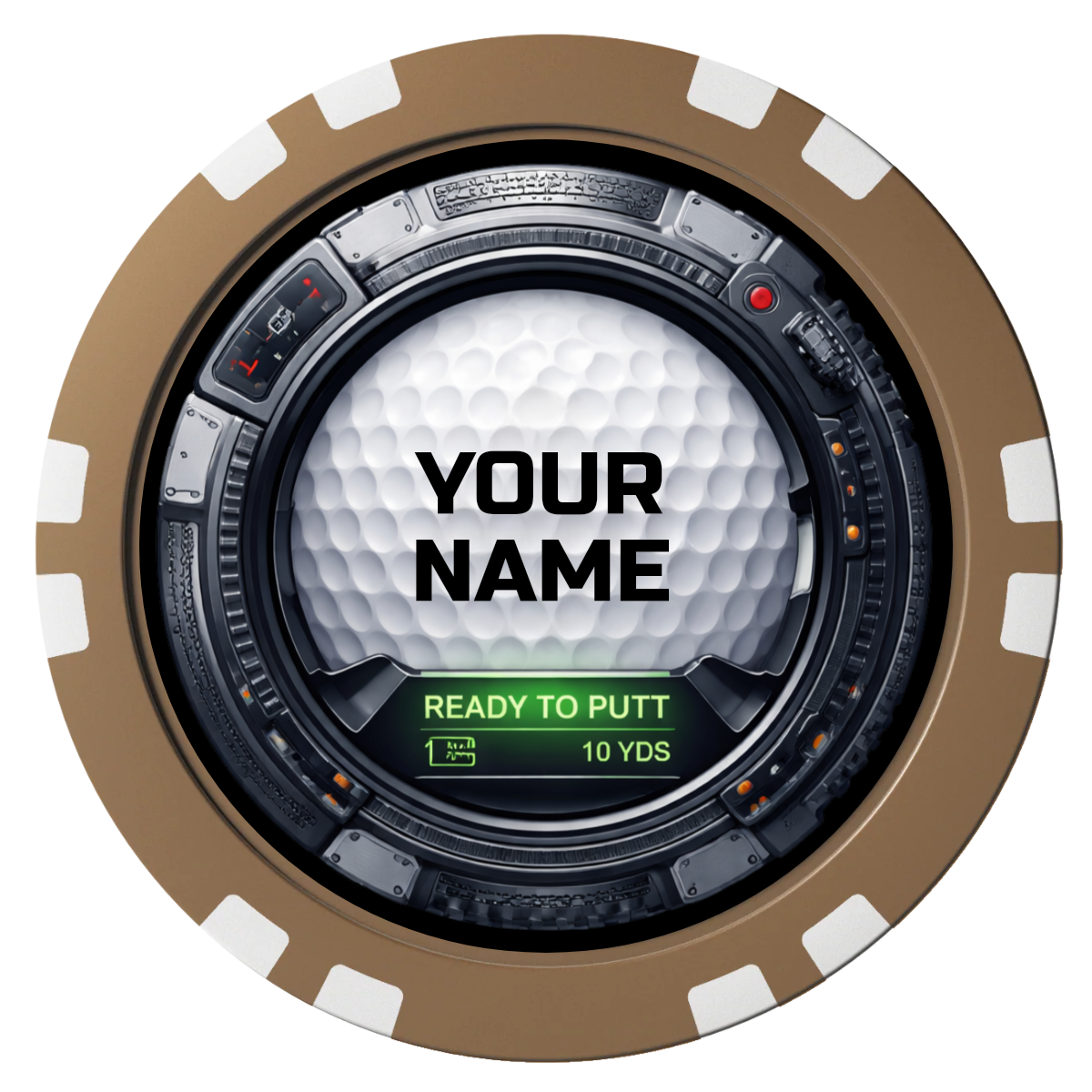 Auto Marked IV Composite Poker Chips - Brown / Double Stripe - Front