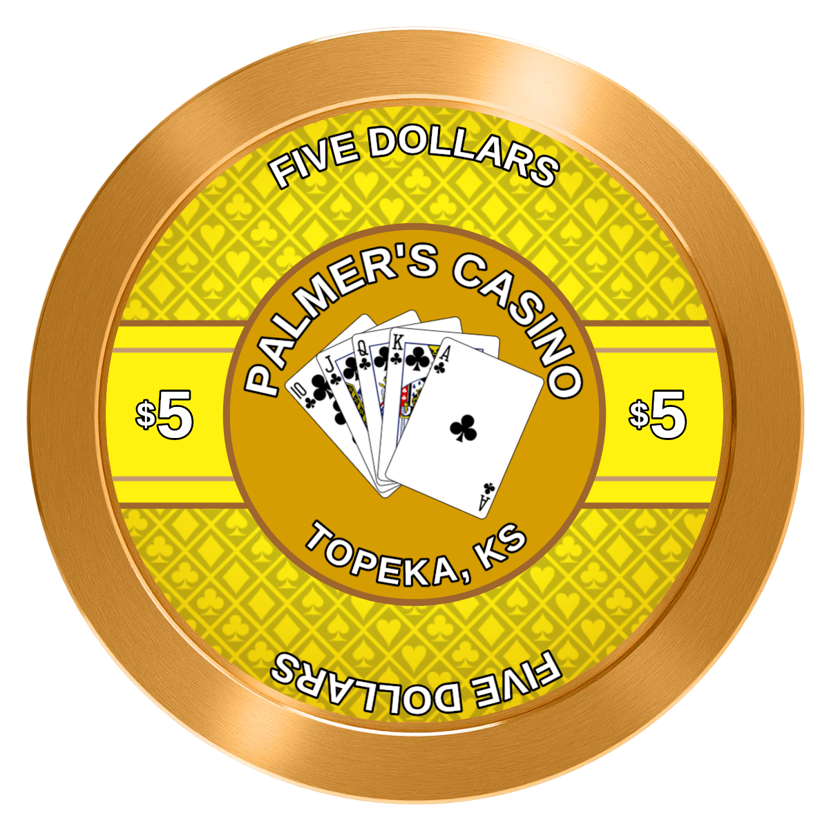 Palmer's Casino Aluminum Poker Chips - Gold - Back