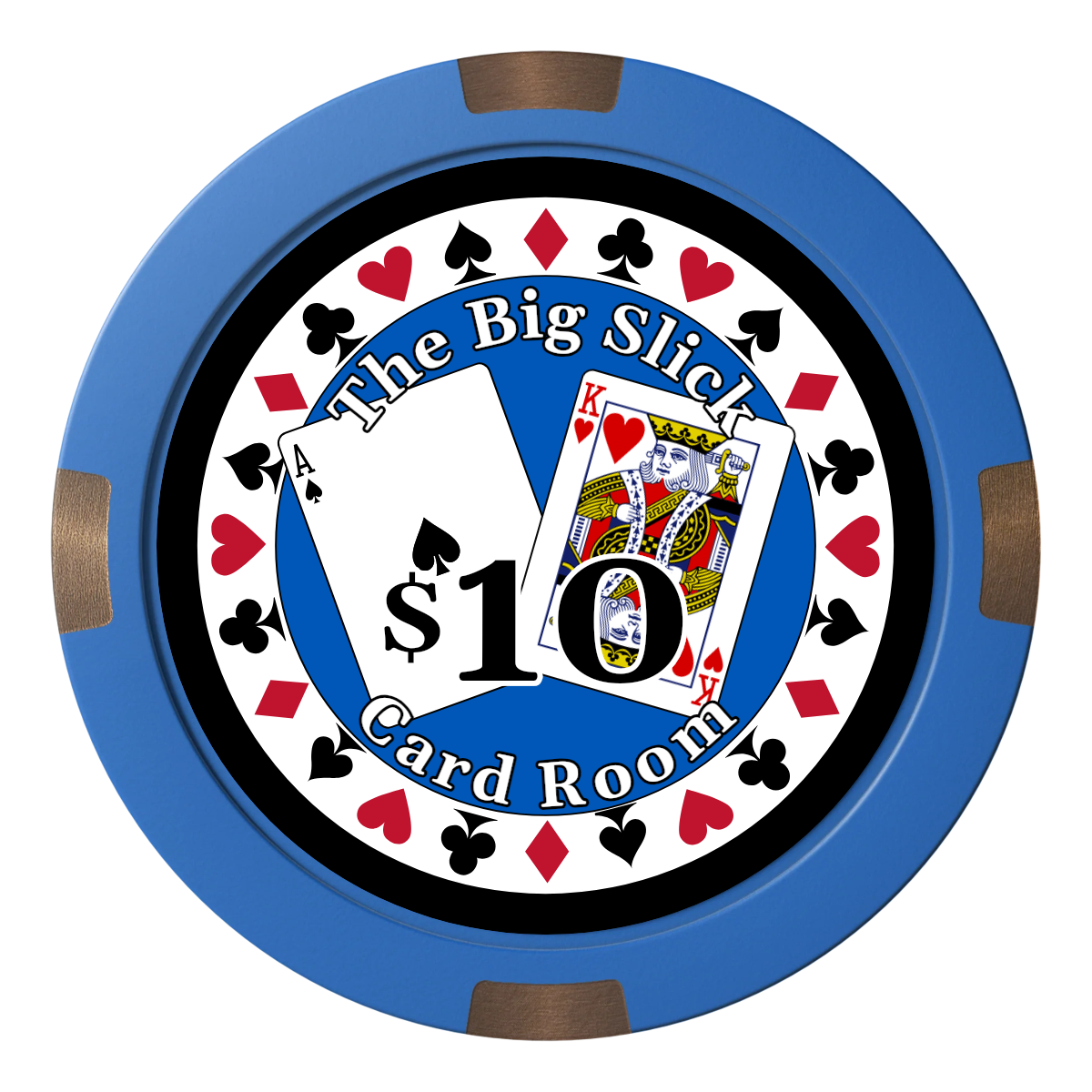 AK Big Slick Composite & Metal Hybrid Poker Chips - Blue - Back