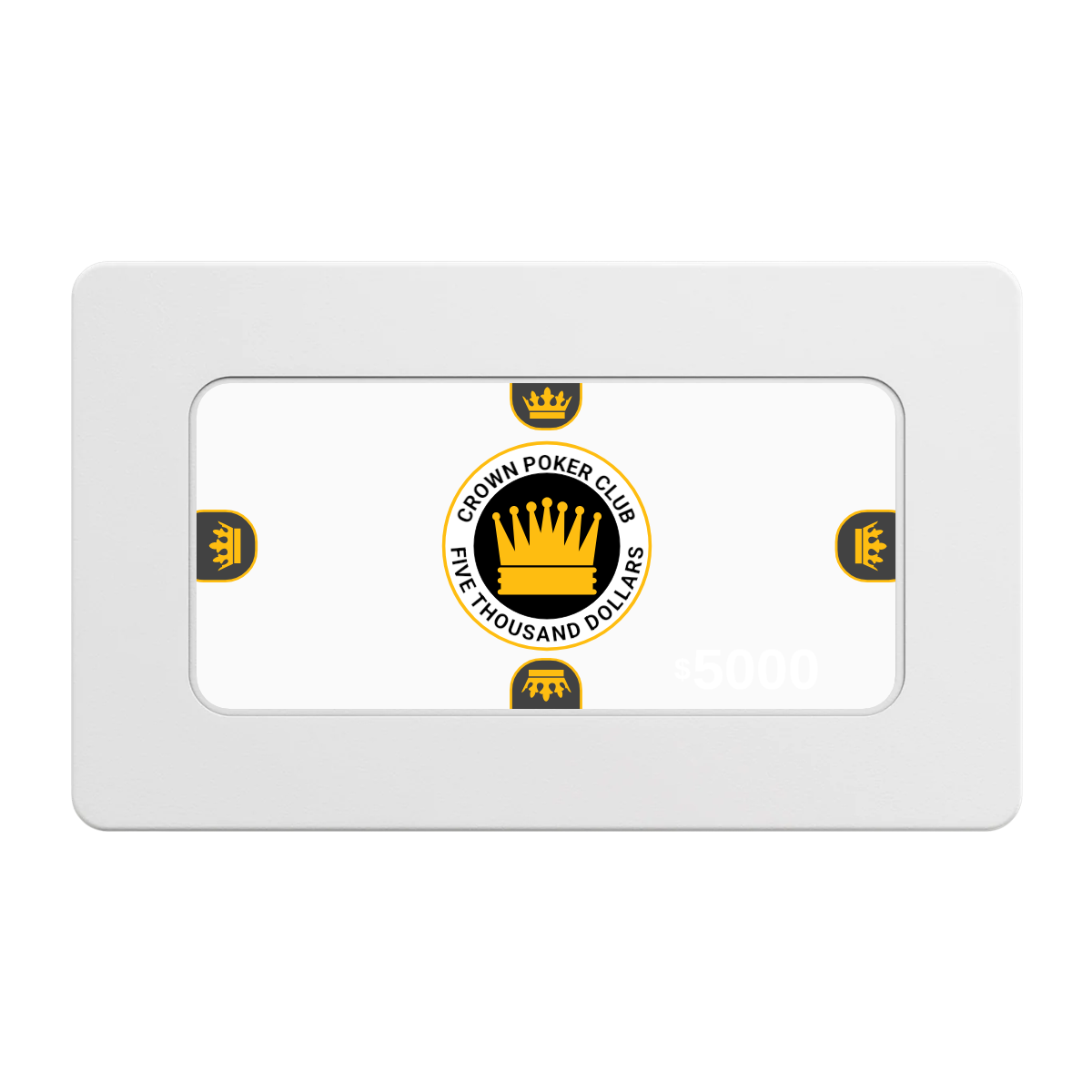 Crown Card Room Rectangular Poker Chip Plaques - White - Back