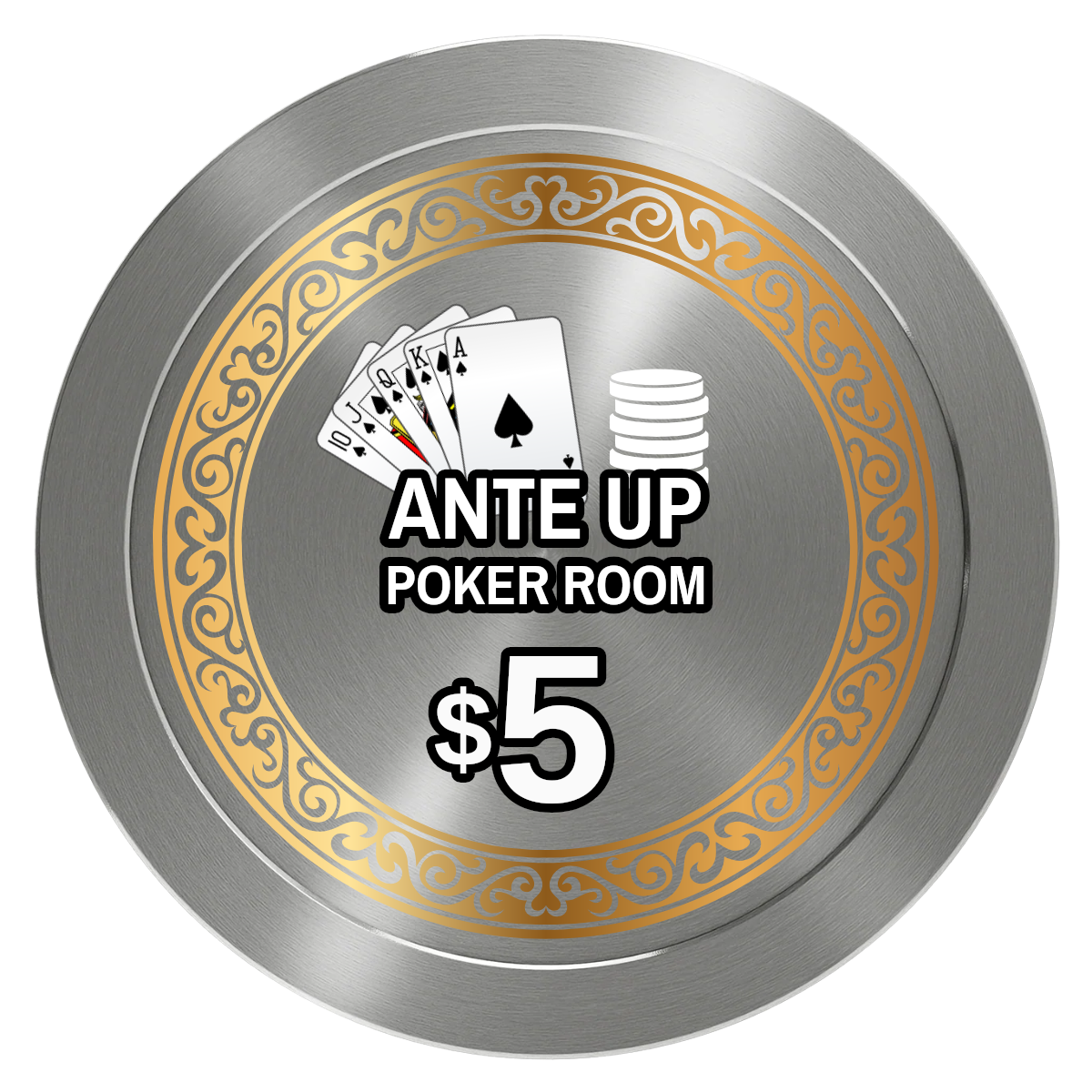 Ante Up Poker Room Aluminum Poker Chips - Silver - Back