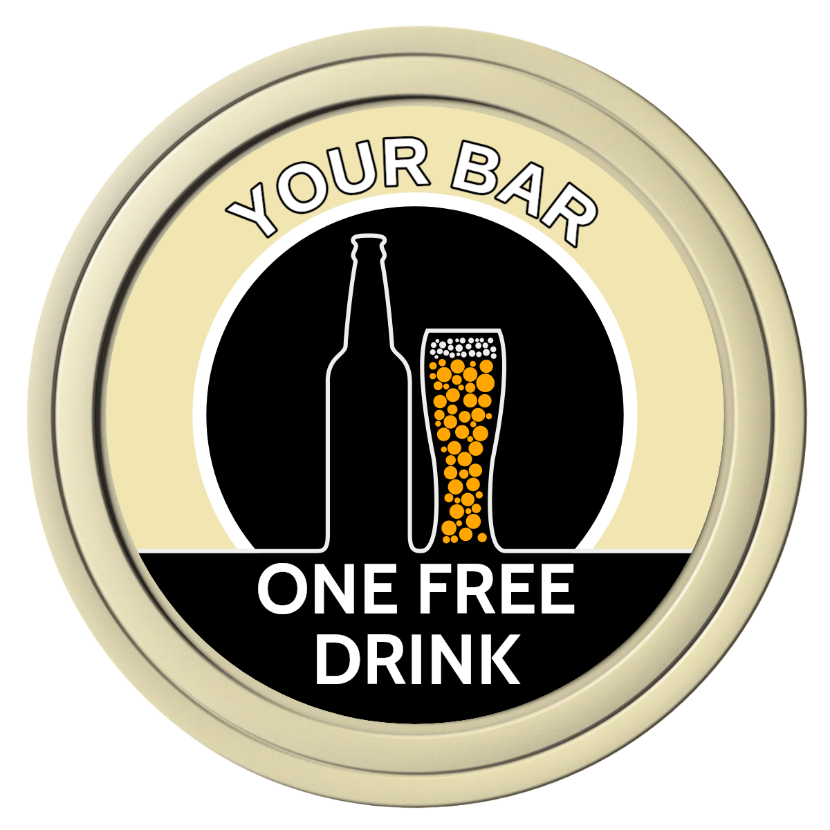 Beer and Glass Composite Poker Chips - Ivory / Solid - Front