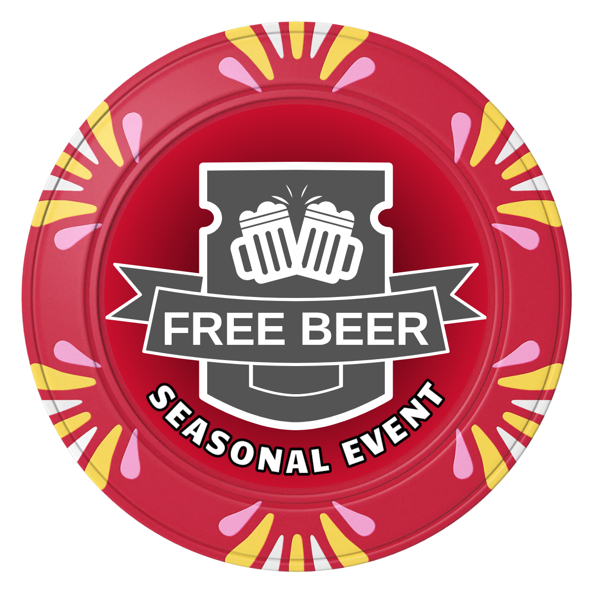 Craft Beer #001 Clay Poker Chips - Red / Macau / 40mm - Front