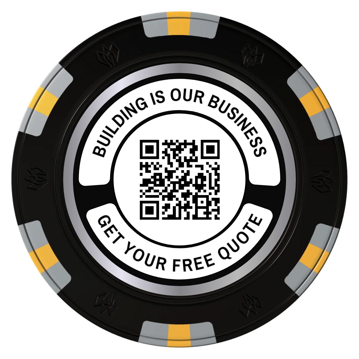 Acme Construction Clay Poker Chips - Black / 6 Spot Gem / 40mm - Front