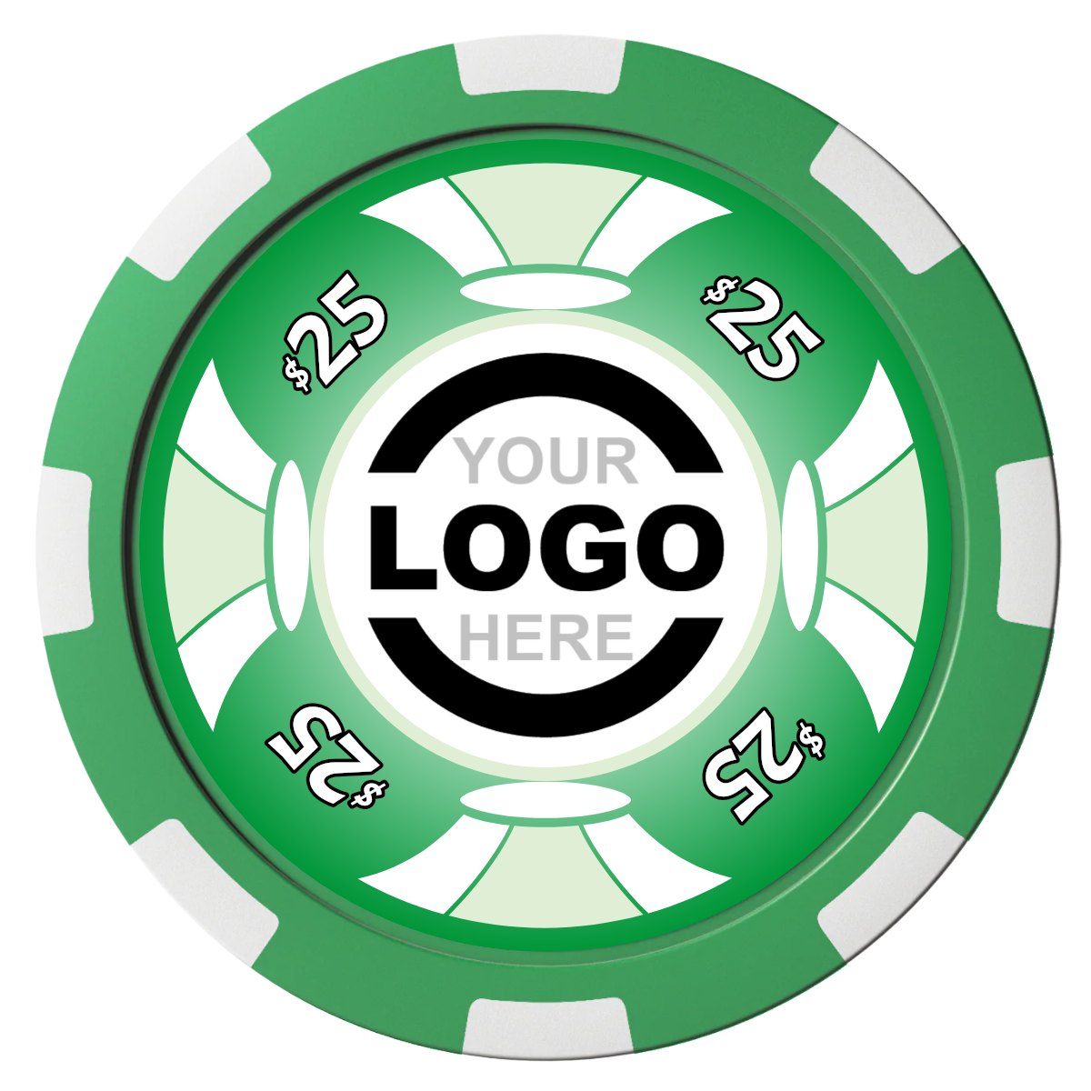 Alan Baker 4-2S A Magnetic Composite Poker Chips - Green / 8 Spot - Front