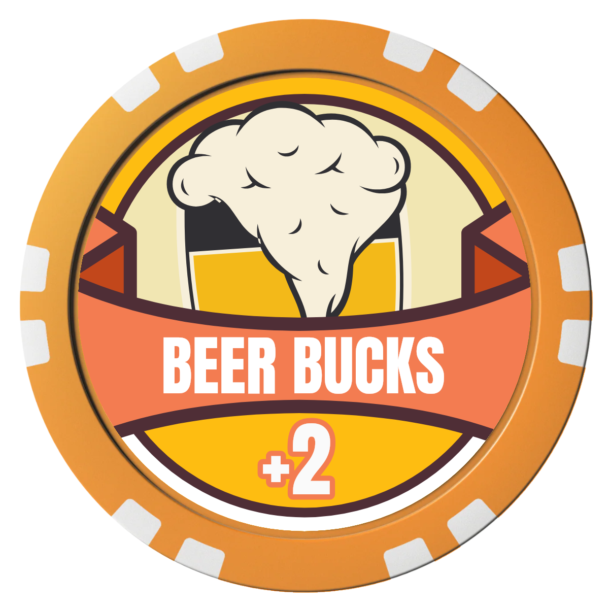 Banner Brew Composite Poker Chips - Orange / Double Stripe - Front