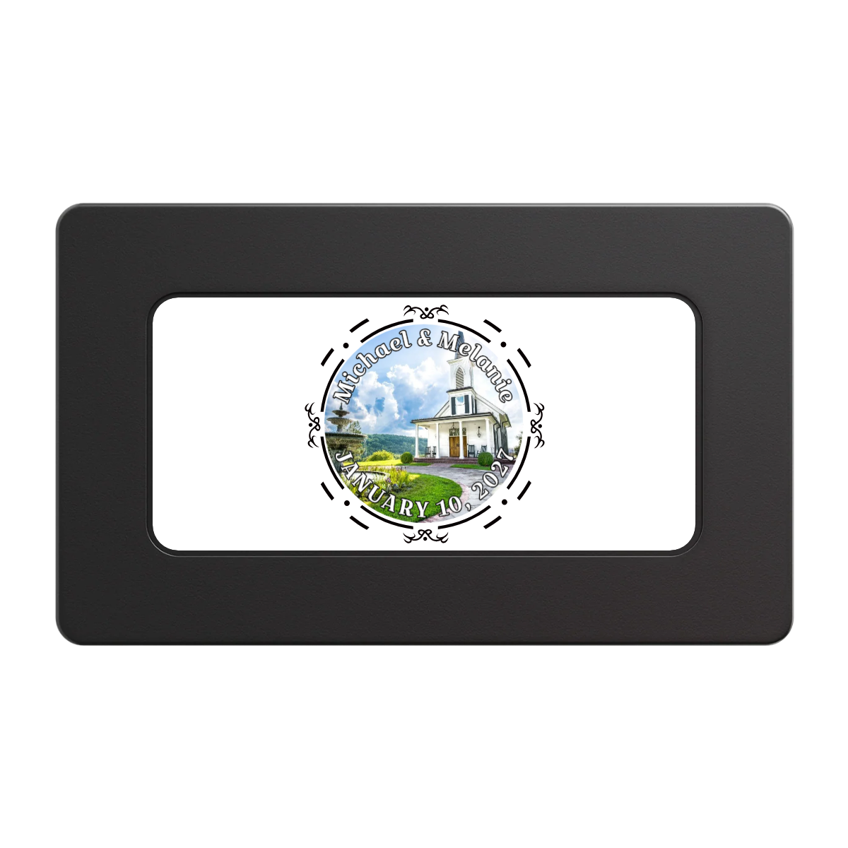 Save the Date Element Rectangular Poker Chip Plaques - Black - Back