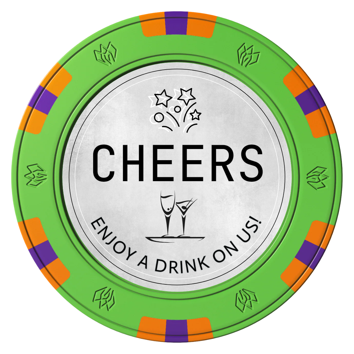 Chique Wedding Token Clay Poker Chips - Green / 6 Spot Gem / 40mm - Front