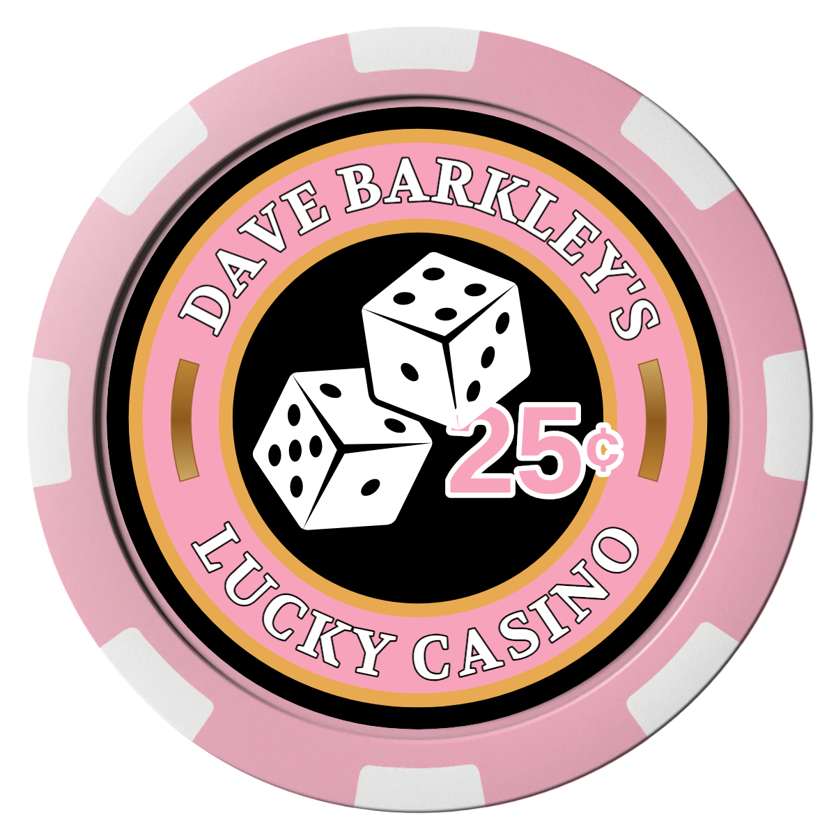 Dave's Lucky Casino Composite Poker Chips - Pink / 8 Spot - Front