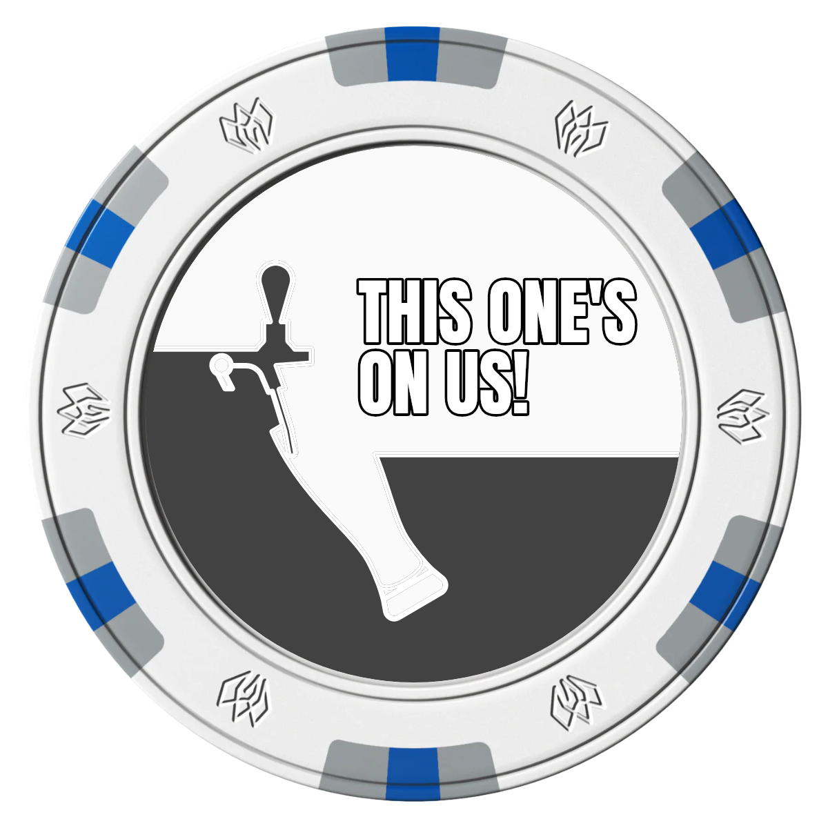 I'd Tap That Clay Poker Chips - White / 6 Spot Gem / 43mm - Front