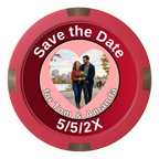 Save the Date #01 Composite & Metal Hybrid Poker Chips - Red - Back