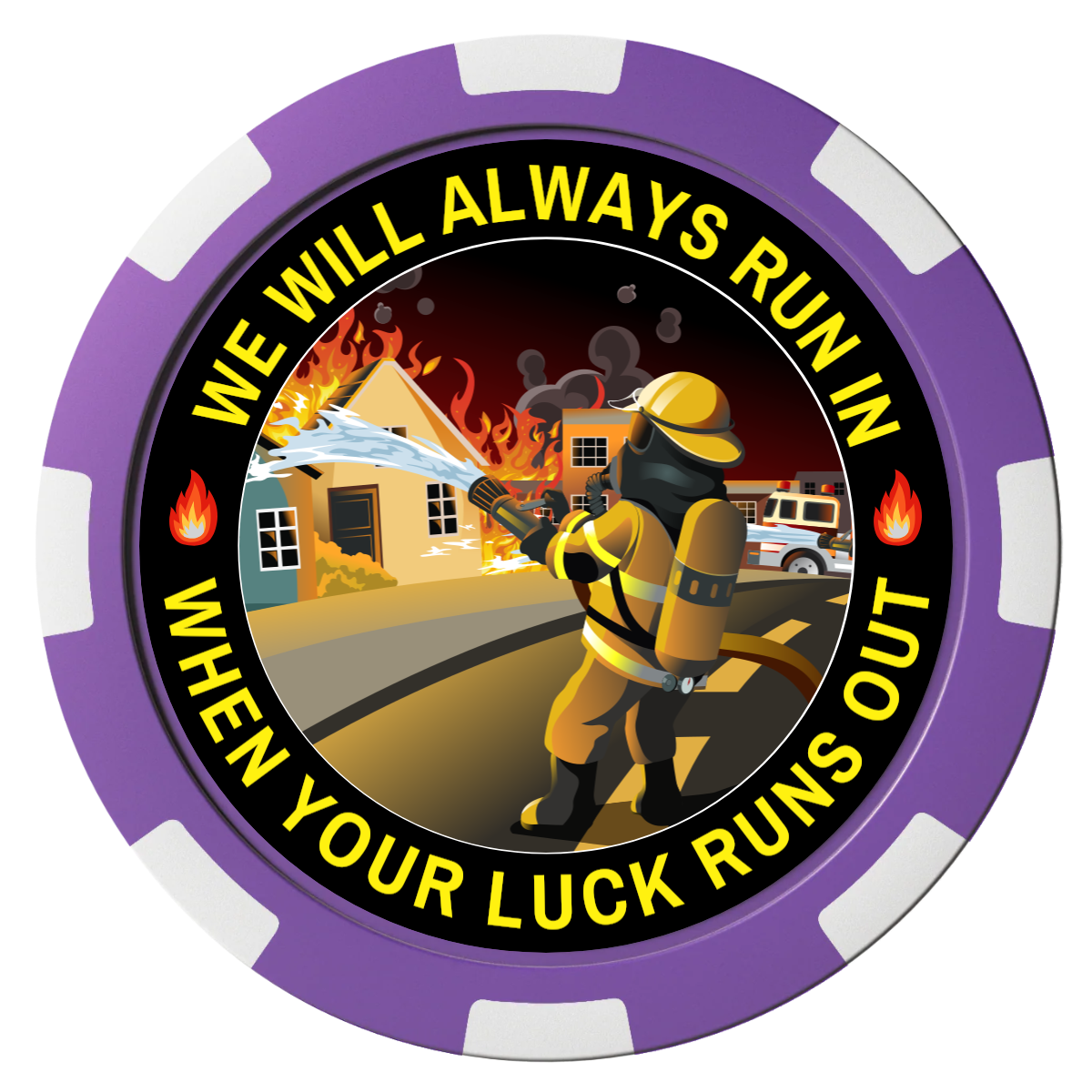 Firefighter Maltese Cross Composite Poker Chips - Purple / 8 Spot - Front