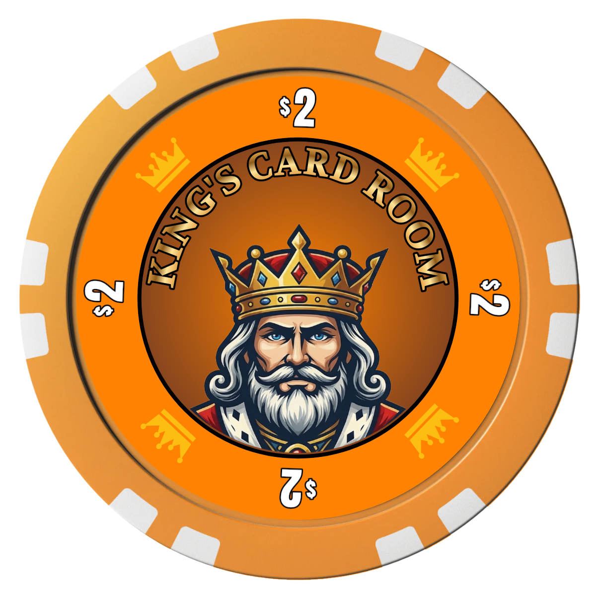 Kings Composite Poker Chips - Orange / Double Stripe - Front