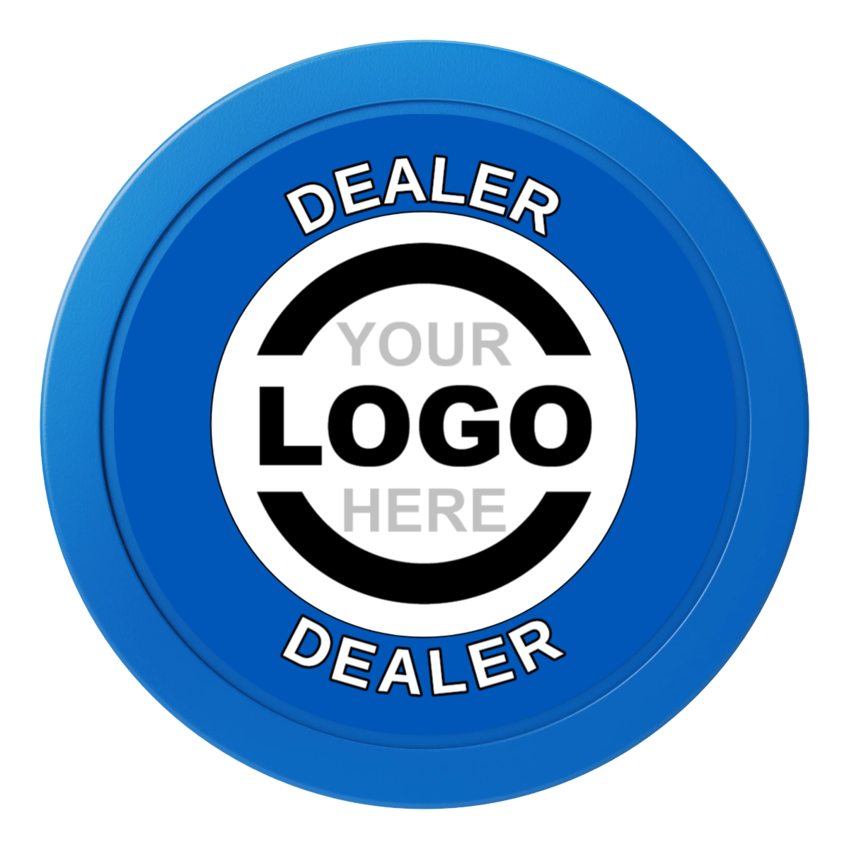 Branded Logo 2" Composite Dealer Button - Blue - Front