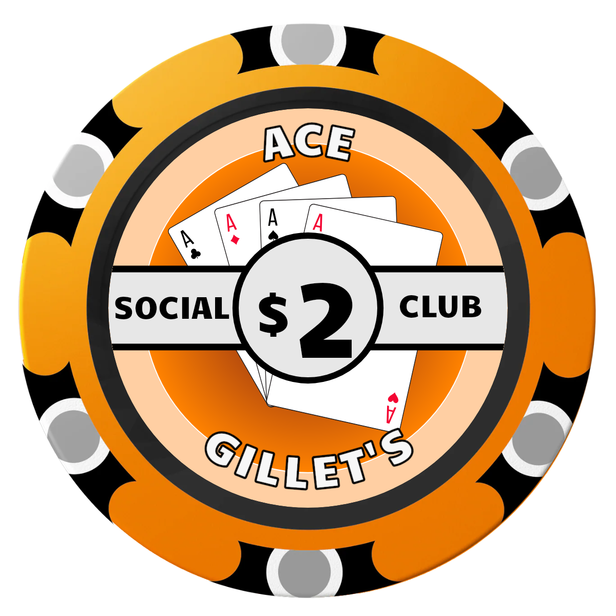 Ace Gillet's Clay Poker Chips - Orange / Monte Carlo / 40mm - Front